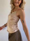 Y2k Spaghetti Top Vintage Lace Pink Beige Summer Women – S/M