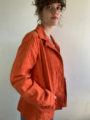 Jacket Vintage Orange Patterned Cotton Spring Lightweight Layering Unisex – M