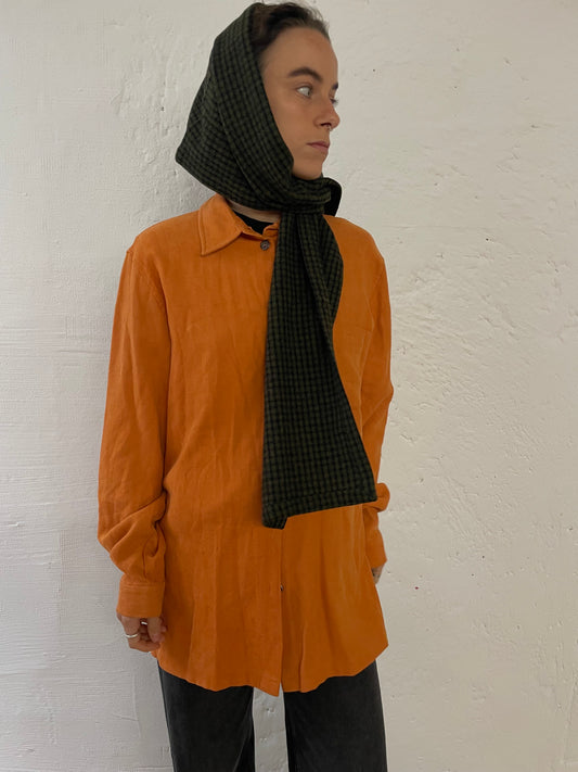 Checked Scarf Green & Black – Mid Length Lightweight