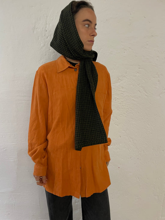 Checked Scarf Green & Black – Mid Length Lightweight