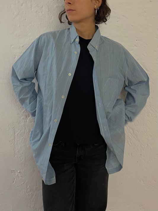 Long Sleeve Shirt Blue with Red Lines – M/L