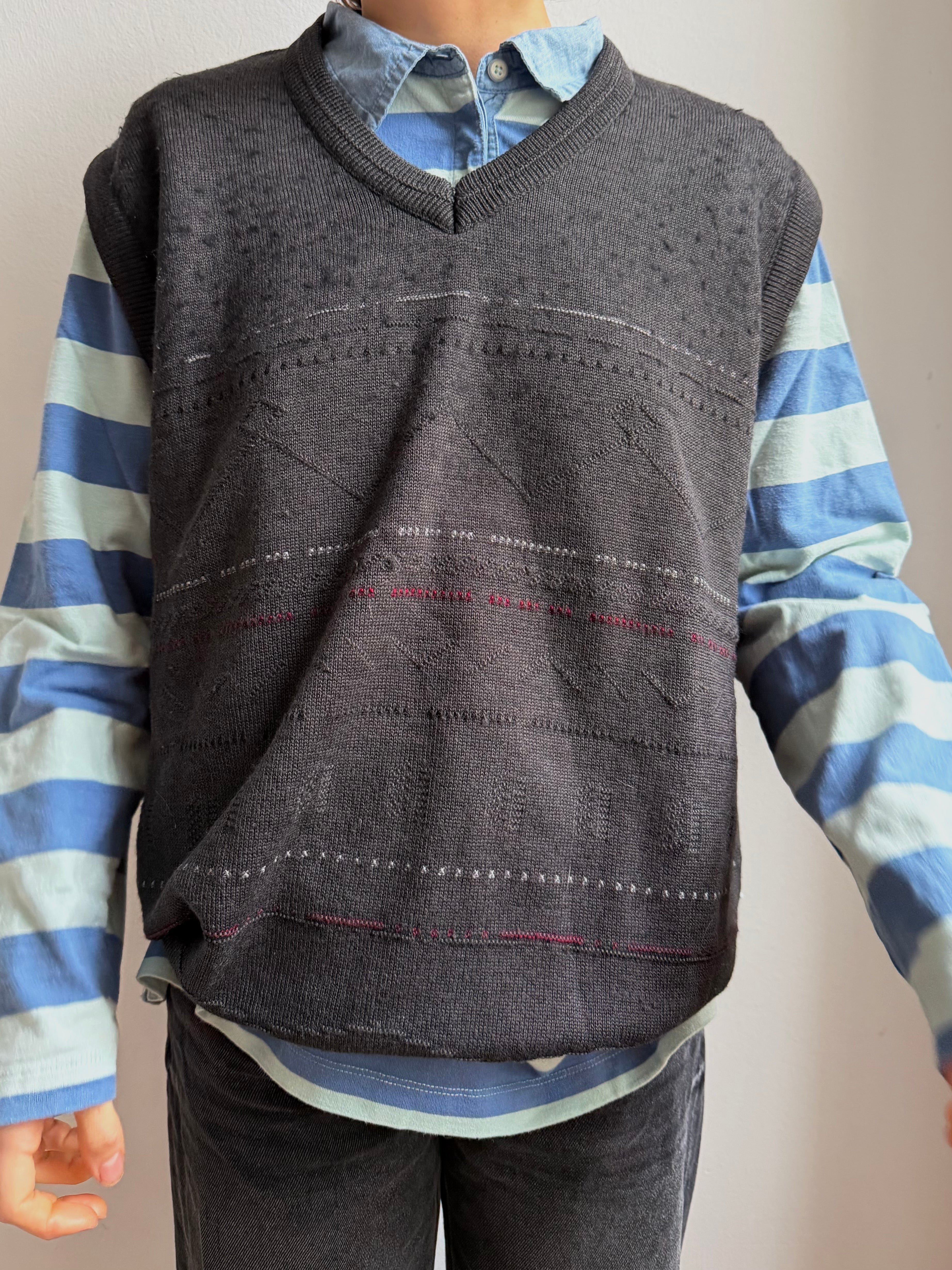 Giramondo Wool Pullunder Unisex Grey - L