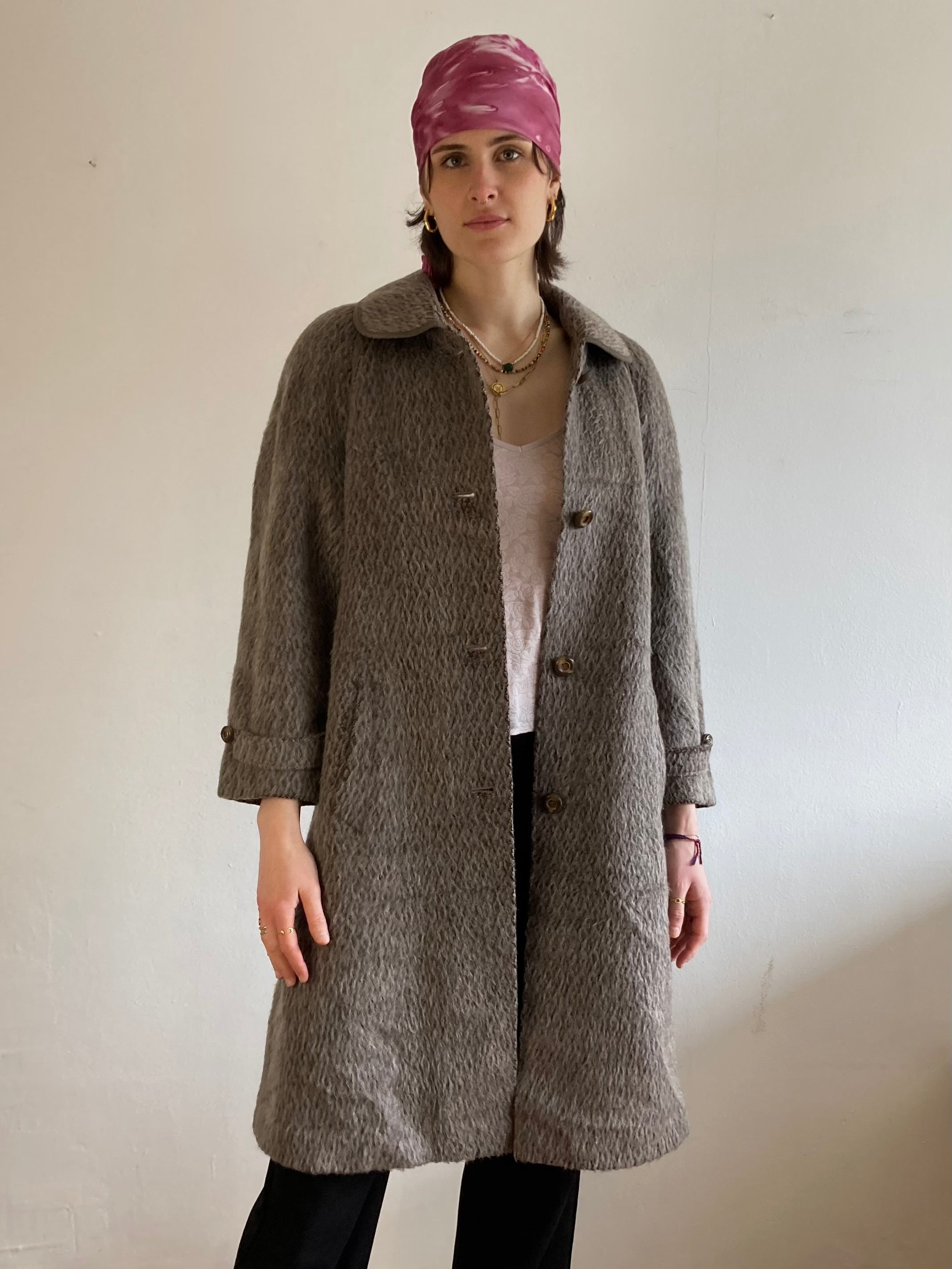 Coat Vintage Y2K Women Lama & Wool Blend – M