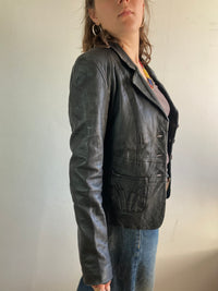 Leather Jacket Vintage Black Spring Women – M