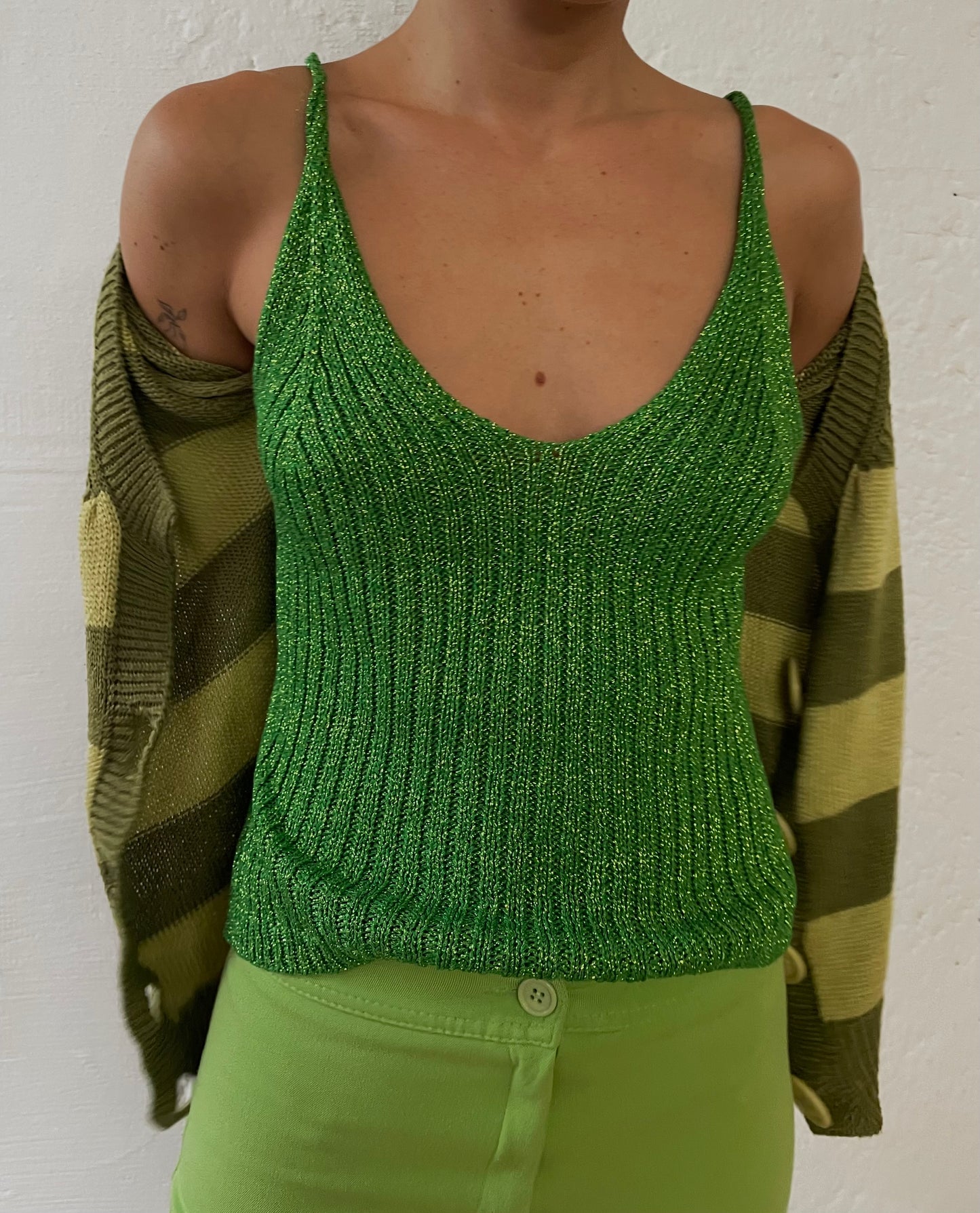 Grün Glitzer Top