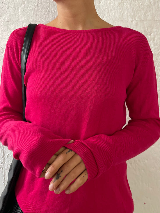 Knitwear Pullover Pink Cotton Blend Longsleeve – M