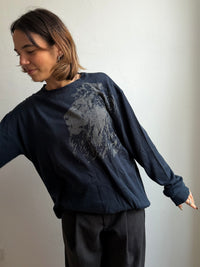 Oversized Longsleeve Shirt Darkblue Unisex - XL