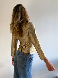 Blouse 100% SIlk Vintage Gold Front Details Made in Italy Elegant Women – M