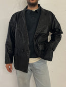 Vintage Montes Leather Jacket Black Genuine Leather – L