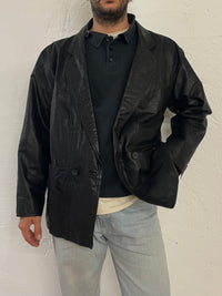 Vintage Montes Leather Jacket Black Genuine Leather – L