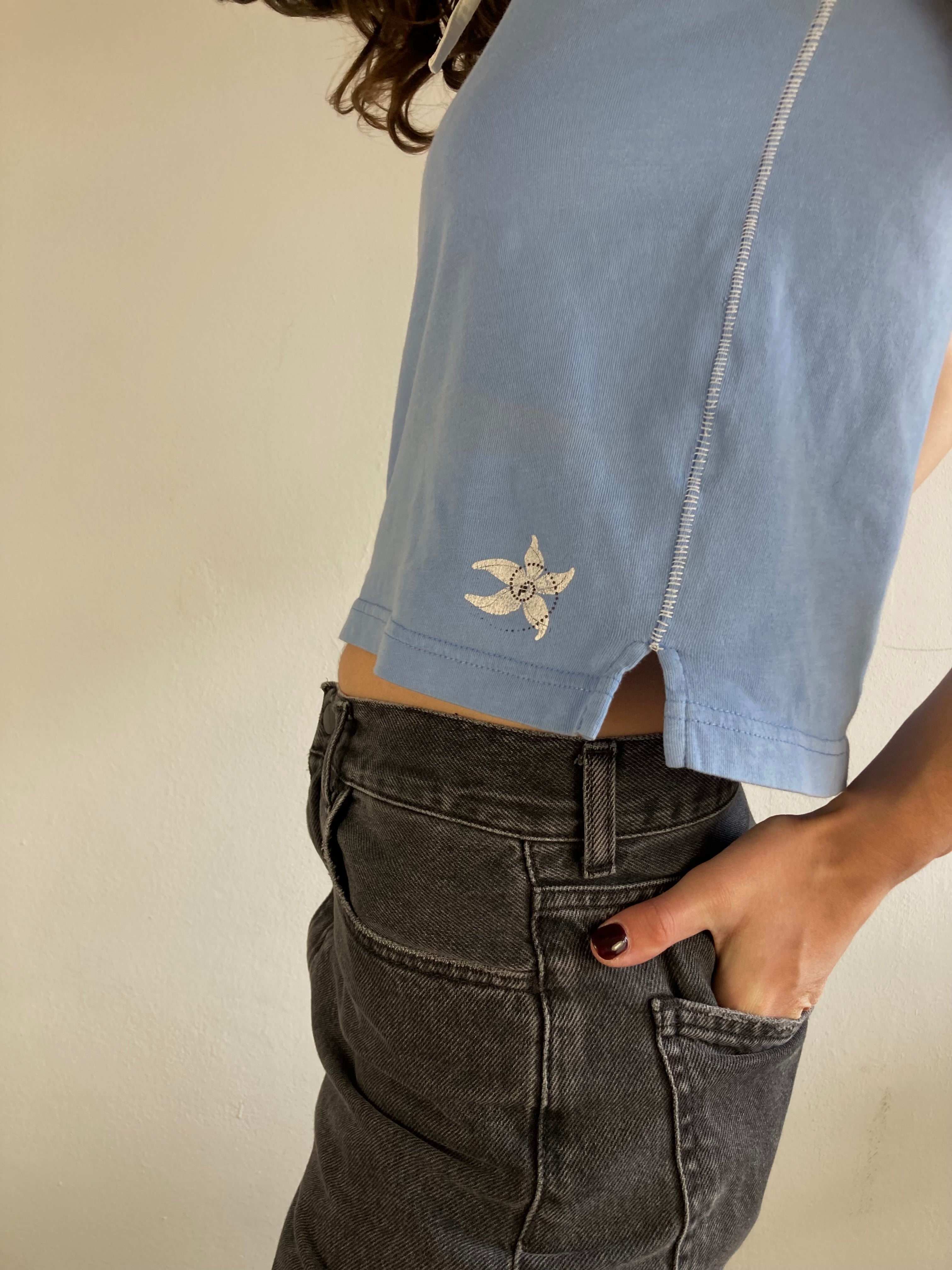 Top Vintage Y2K Fila Tank Top Blue White Slim Fit Women – S/M