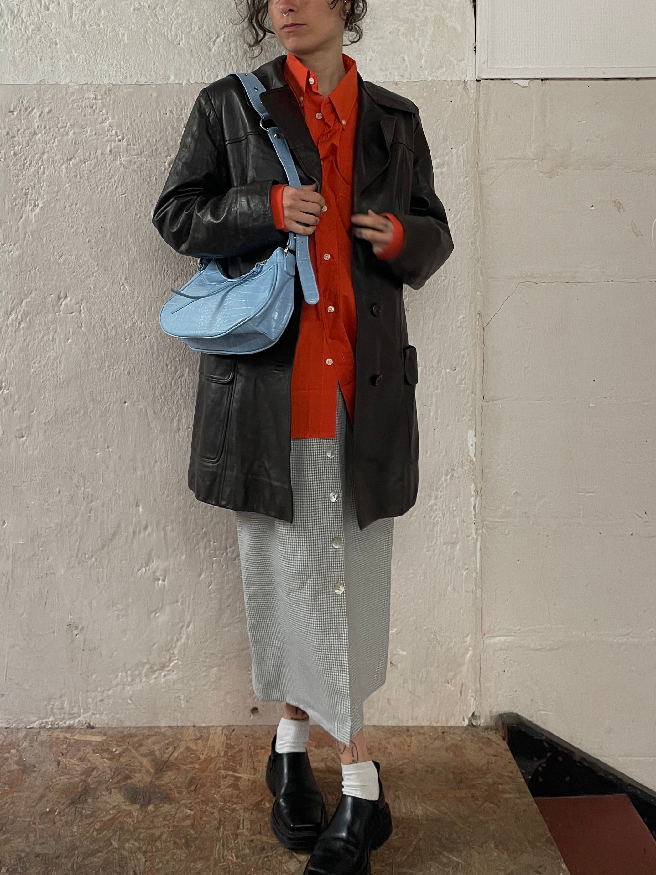 Vintage Schokobraun Ledermantel M