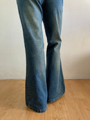 Jeans Vintage Blue Denim Flared Tie-Front No Zipper Women – S