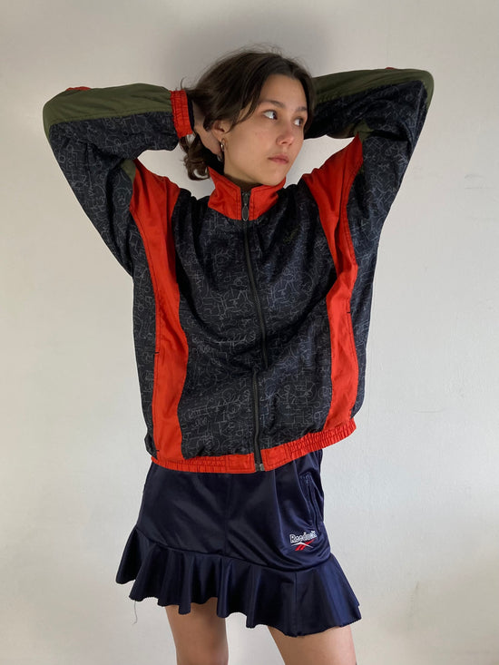 Track Jacket Vintage Puma Front Print Sport Black Red Unisex Longsleeve Retro – L