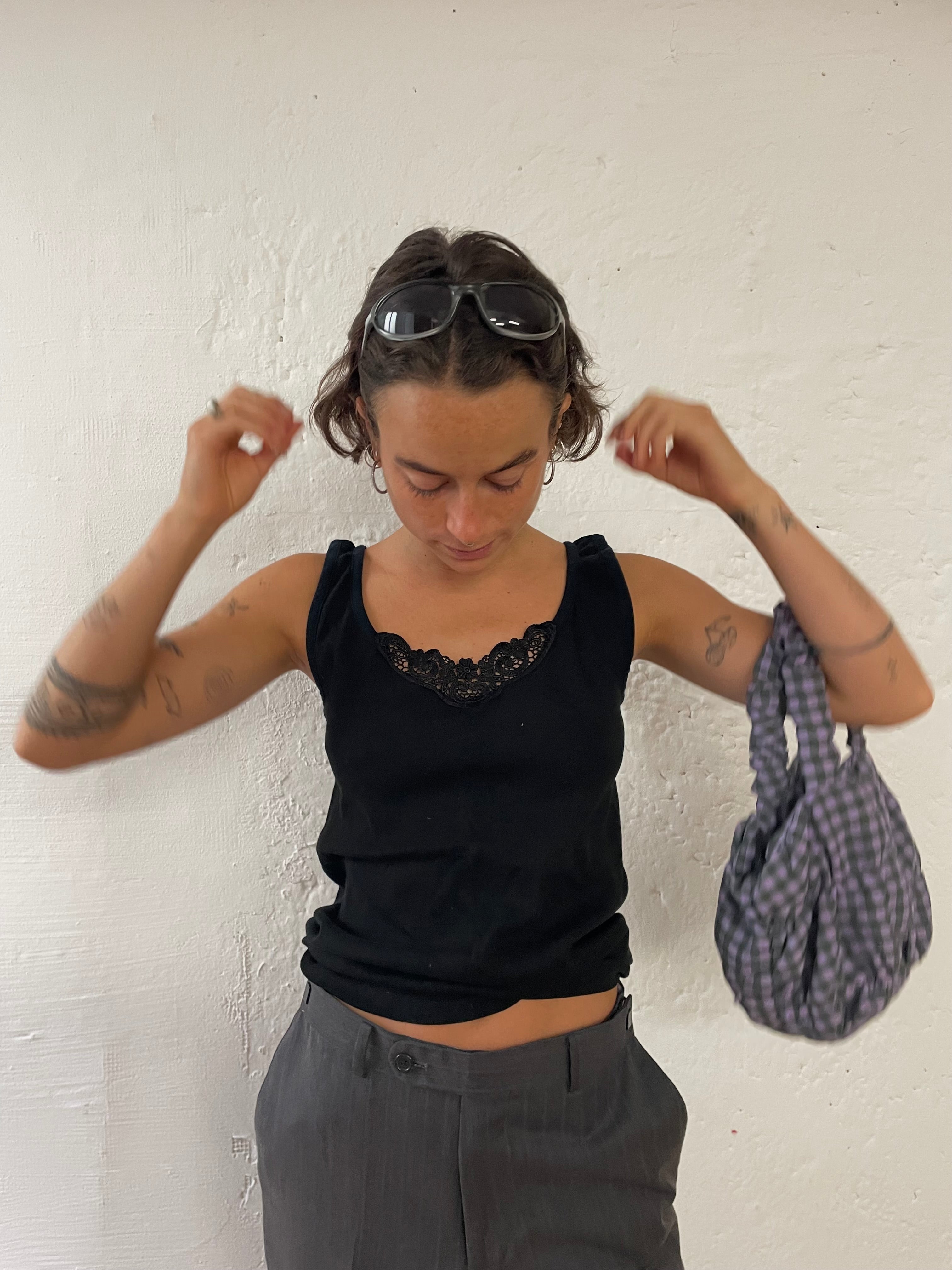 Karierte Tasche Lila/Grau