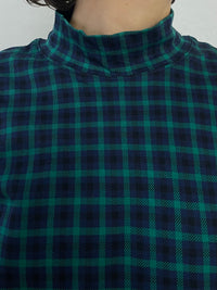 Vintage Lands’ End Checked Long Sleeve Shirt Turtleneck Collar Green & Black – M