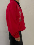 Vintage Cardigan Red with Cat Motifs Made in USA – L