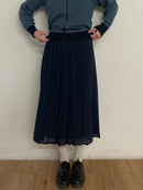 Vintage Long Skirt Dark Blue Flared – M