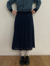 Vintage Long Skirt Dark Blue Flared – M
