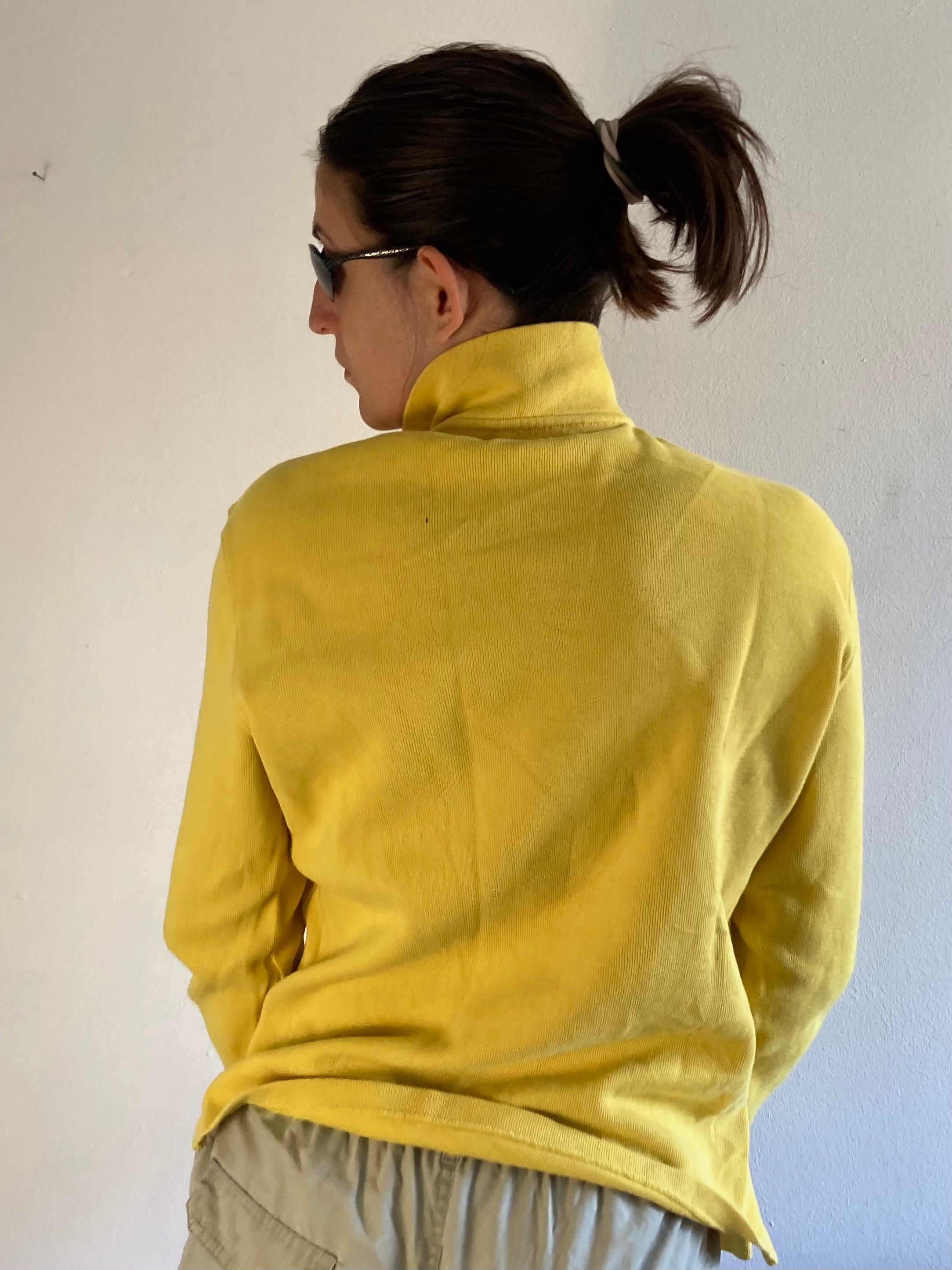 Sweater Vintage Polo Collar Long Sleeve Yellow Ralph Lauren Unisex – M