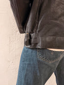 Vintage Oversized Leather Jacket SAKI Black Genuine Leather – XL