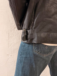 Vintage Oversized Leather Jacket SAKI Black Genuine Leather – XL