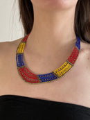 Necklace Vintage Colorful Beaded Multicolor Statement Piece– One Size