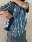 Blau/weiß Gestreiftes Hemd Size L - Kleiderhaufen - Default Title