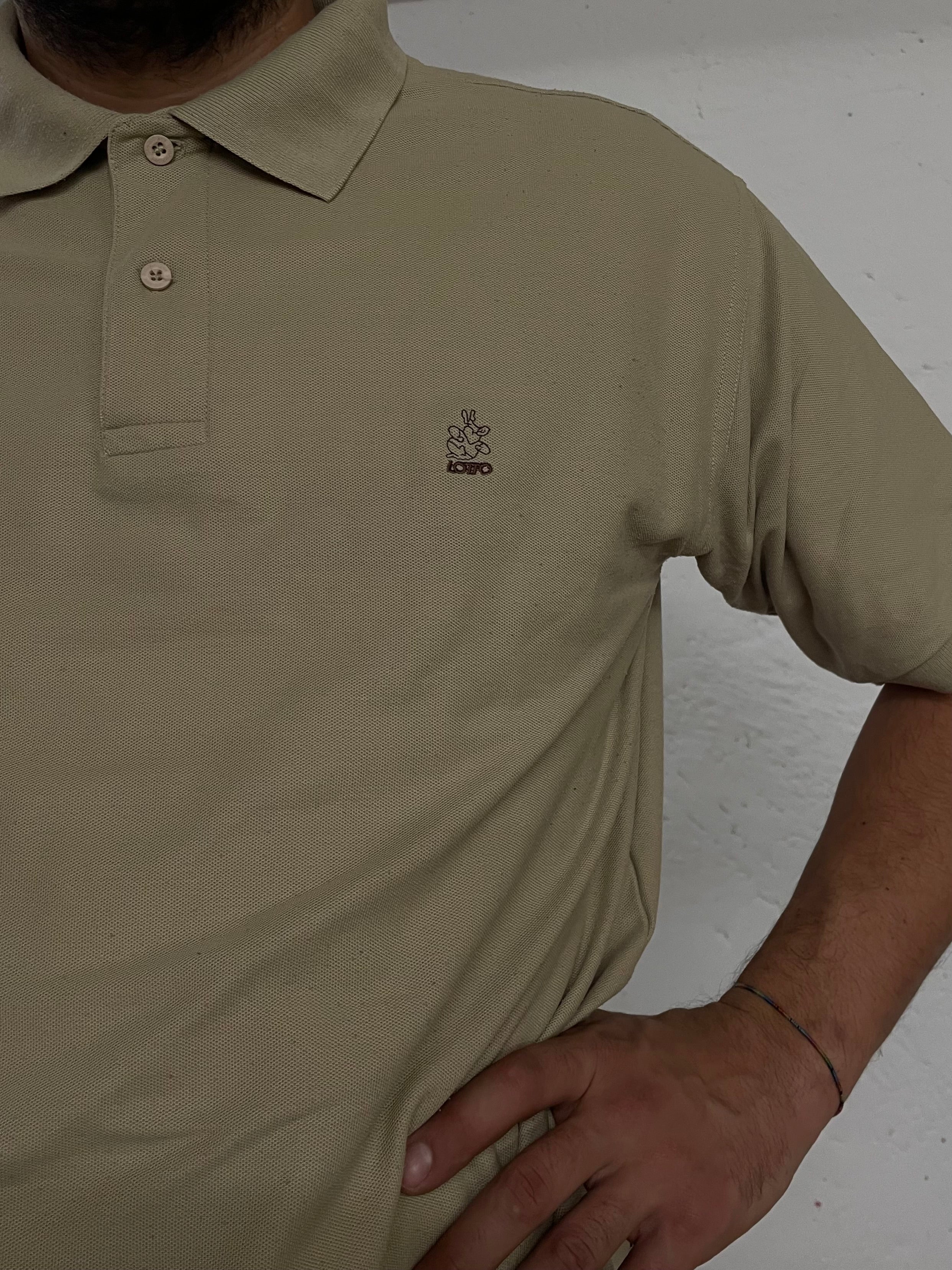 Vintage Lotto Polo Shirt Unisex Cream & Brown – XL