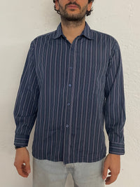 Vintage Yeshi Shirt Long Sleeve Blue Striped – L