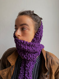 Vintage Fluffy Scarf Purple - One Size