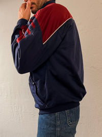 Vintage Track Jacket Adidas Blue Purple & Red Details Front & Back Logo Unisex – L