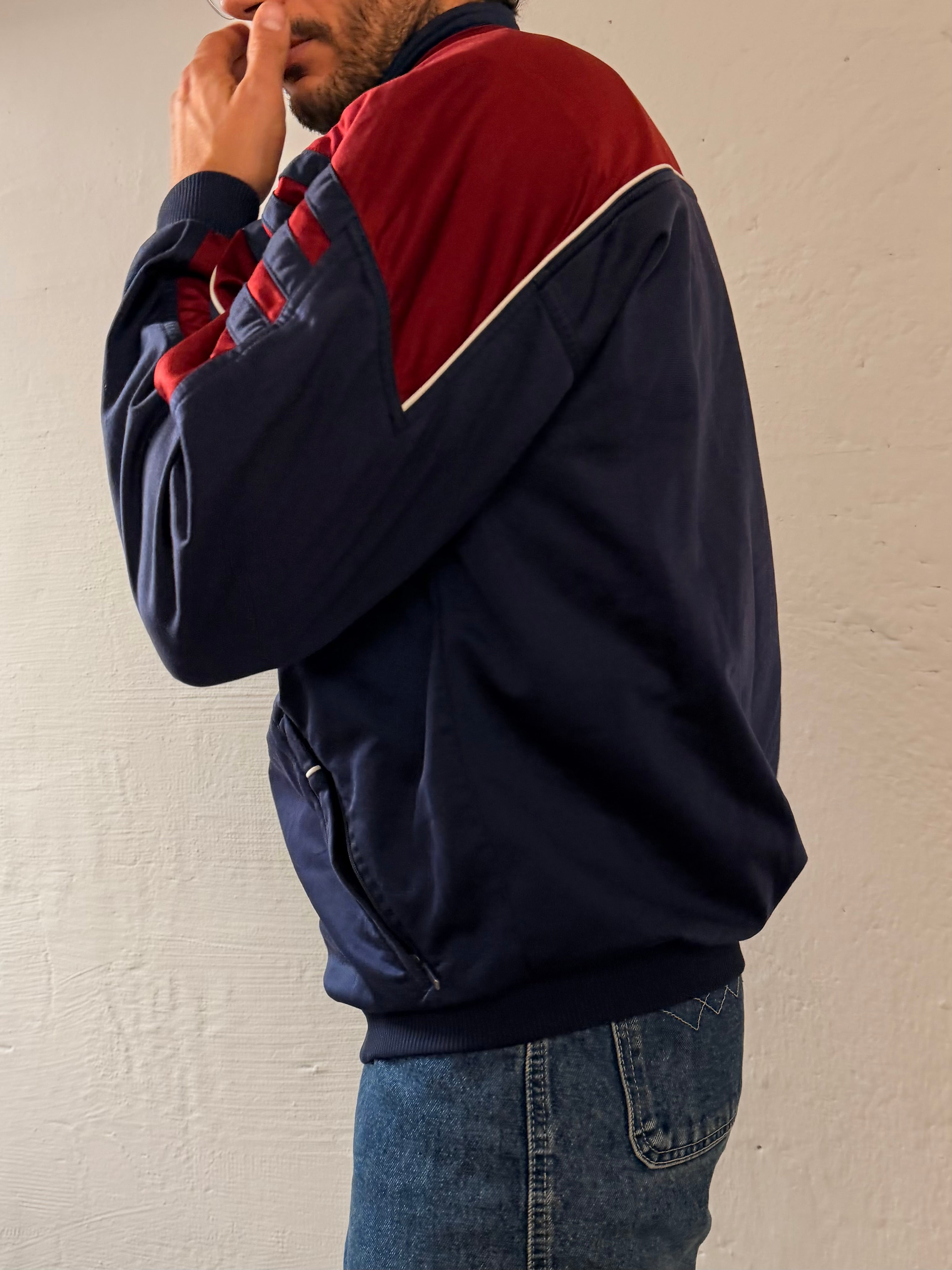 Vintage Track Jacket Adidas Blue Purple & Red Details Front & Back Logo Unisex – L