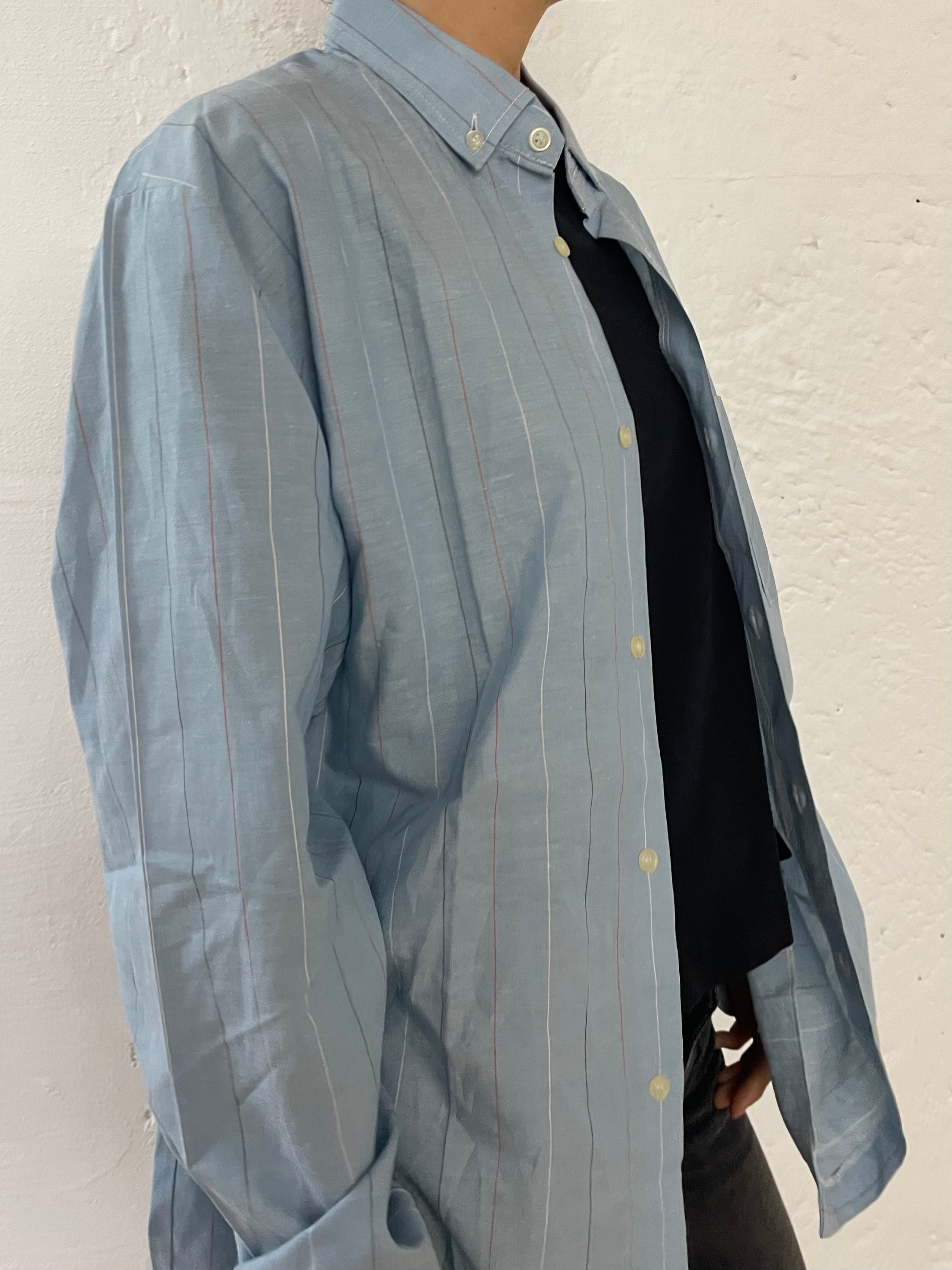 Long Sleeve Shirt Blue with Red Lines – M/L