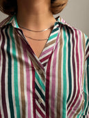 Striped longsleeve Shirt Blue Purple Pink White Unisex - M