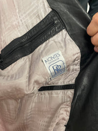 Vintage Montes Leather Jacket Black Genuine Leather – L