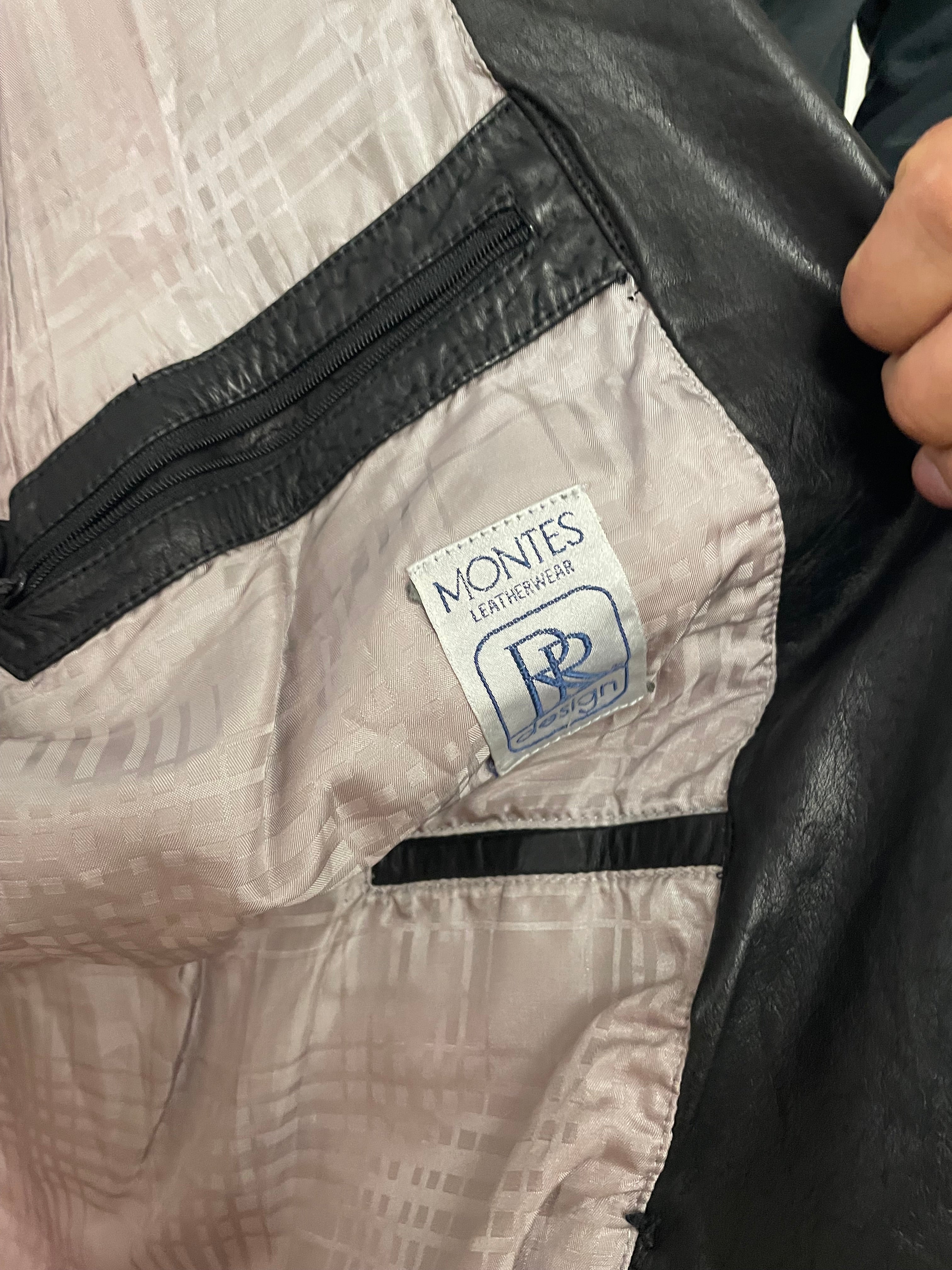 Vintage Montes Leather Jacket Black Genuine Leather – L