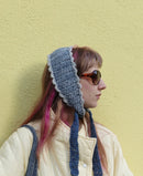 Handmade Merino Wool Cashmere Silk Bonnet Misty Silver Grey Light Grey Navy – One Size