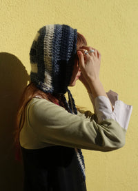 Handmade Wool Silk Merino Felt Bonnet Robin Blue Grey White Navy – One Size