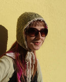 Handmade Cotton Silk Bonnet Maisie Shimmery Soft Green Cream – S/M