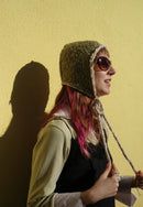 Handmade Cotton Silk Bonnet Maisie Shimmery Soft Green Cream – S/M