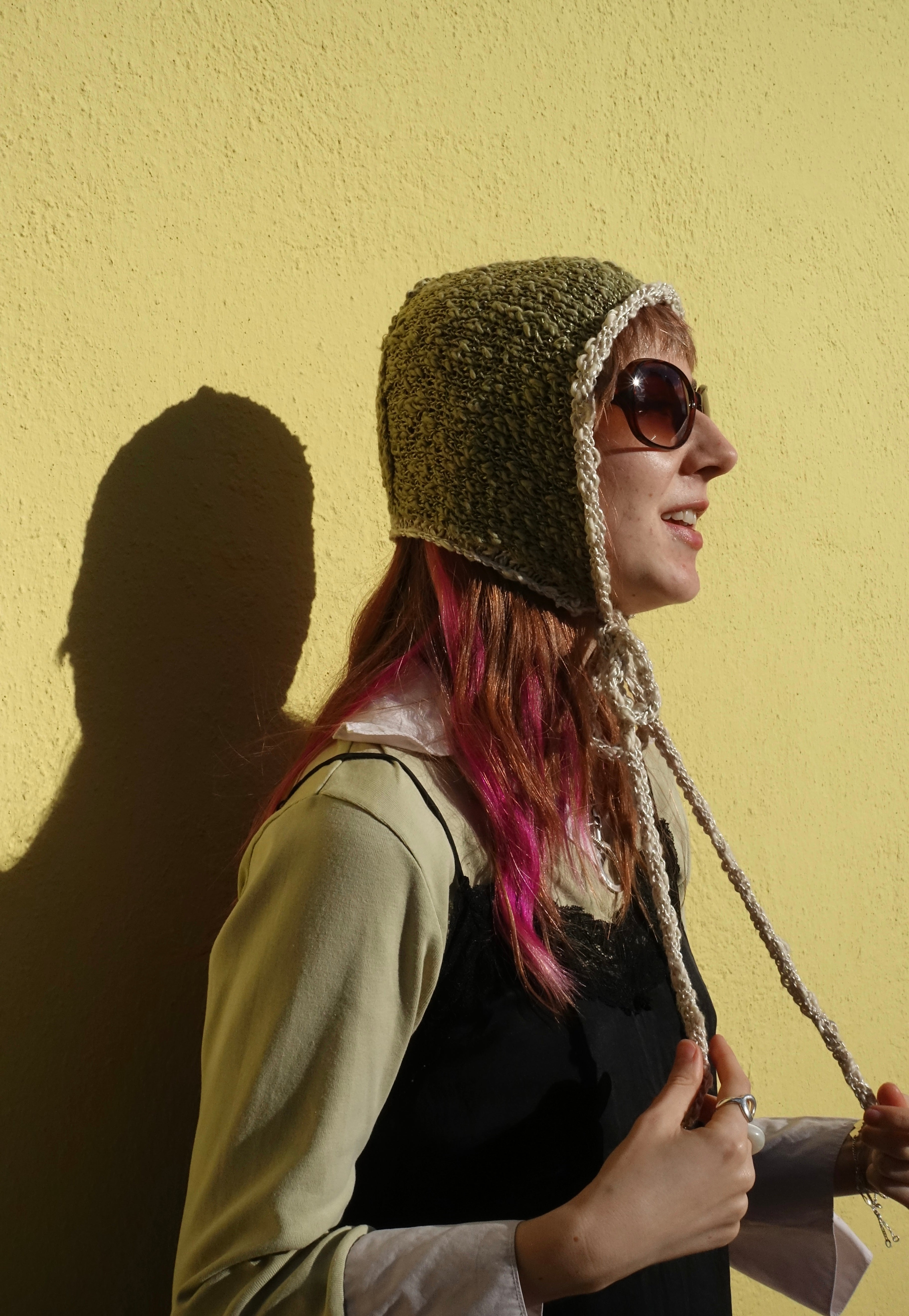 Handmade Cotton Silk Bonnet Maisie Shimmery Soft Green Cream – S/M