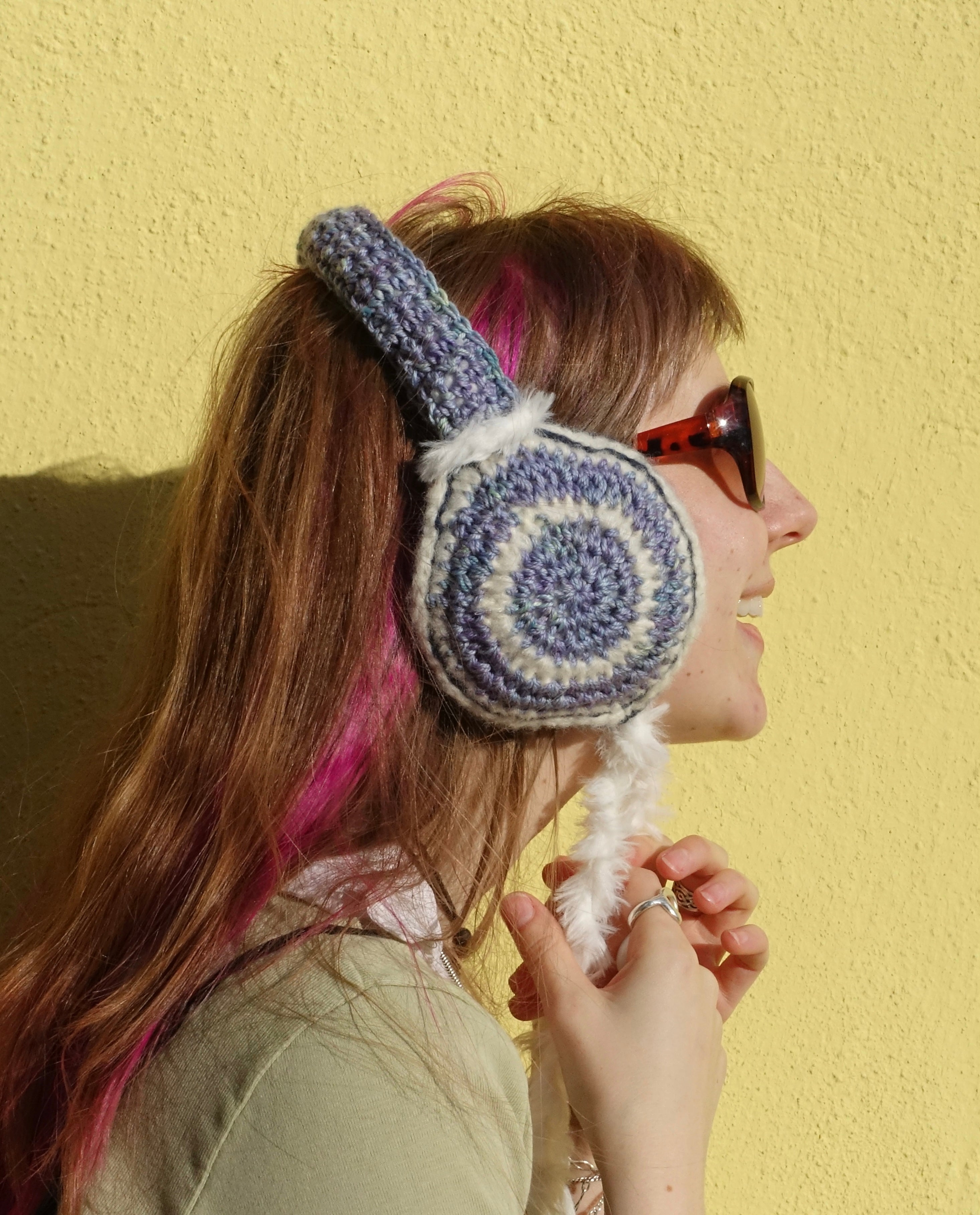 Handmade Merino Wool Wool Silk Fluffy Earmuffs Whimsy Lavender – One Size