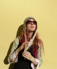 Handmade Merino Wool Hunting Cap Earflaps Turquoise Light Grey Magenta – S/M