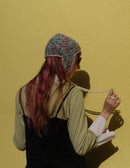 Handmade Merino Wool Hunting Cap Earflaps Turquoise Light Grey Magenta – S/M