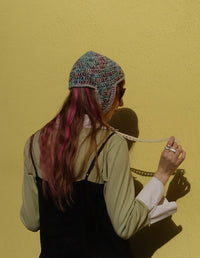 Handmade Merino Wool Hunting Cap Earflaps Turquoise Light Grey Magenta – S/M