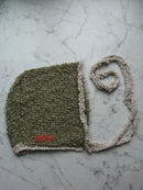 Handmade Cotton Silk Bonnet Maisie Shimmery Soft Green Cream – S/M