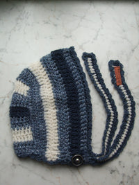 Handmade Wool Silk Merino Felt Bonnet Robin Blue Grey White Navy – One Size