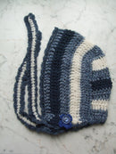 Handmade Wool Silk Merino Felt Bonnet Robin Blue Grey White Navy – One Size