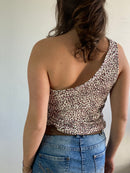 Top Vintage Cream Red Floral Pattern Shoulder Spring Women – S/M